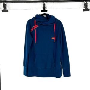 Horseware Navy Cowl Neck Sweatshirt with Laces - XL - Preppy Equestrian